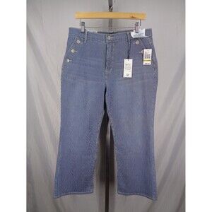 Curve Appeal Stripe HIgh Rise Kick Flare Ankle Jeans Size 14 New